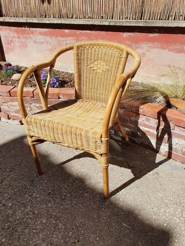 Fauteuil vintage rotin - vintage, /