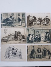 6 Cartes Postales Anciennes Singes Cochons Chats Humanises 