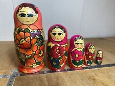 No.1 / 5 Russian Dolls Hand Painted Lot Of Five Antique Trigognes