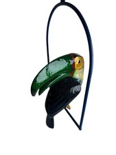 VTG Toucan Parrot Hand Painted Statue Sculpture Paper Mache Bustamante Style