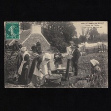 Old postcard St Jean du Doigt / Scène du Pardon / La Crêpière en plein air