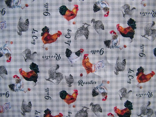 Coupon tissu poules coq - de,