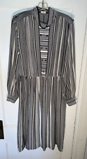 Louis Feraud Vintage Striped Silk Dress Black White size 42 US 10.  d741