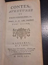 Contes aventures et faits singuliers Abbé PREVOST 1770 tome 2 seul