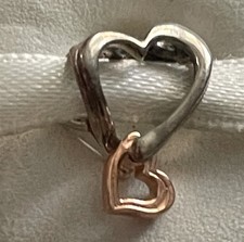 cœur  charm Pandora  or rose et argent neuf/+lbc