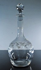 ART DECO LARGE WINE DECANTER CRYSTAL SIZE AND ENGRAVED IN MEISENTHAL