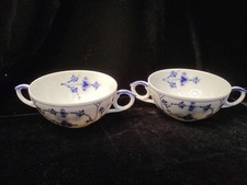 (SET OF 2)  Royal Copenhagen Blue Fluted Plain 344 Bouillon Cup Bowls ~EXCELLENT
