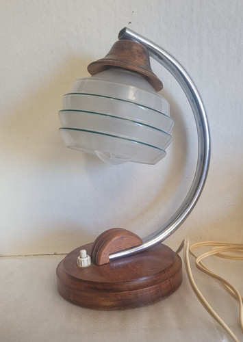 Lampe art déco bois chrome - déco,