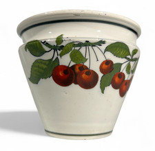 Creil Montereau 1840 Cherry White Earthenware Jam Jar Old Bowl Signed