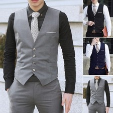 Hommes Gilet Habillé Affaires Costume Slim Mariage Décontracté Gris/Noir/Bleu