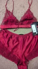 BOUX AVENUE CLARET GUIPURE LACE BRALETTE & SHORT SIZE UK 8  BNWOT RRP £42
