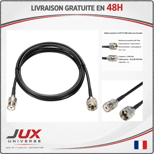 Câble coaxial rg58 uhf - 2m,