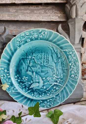 Ancienne assiette bleue - ancienne,