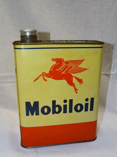 Ancien bidon mobiloil plein - -ancien,