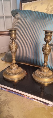 Paire bougeoirs bronze - paire,