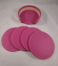 (NEW) Leather Coaster Set of 4
