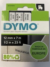 DYMO D1 12x7mm Cassette de Ruban à Étiqueter - Noir sur Transparent