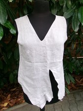 Top tunique débardeur destructuré lin beige crème Sarah Pacini t.1 34/36 Col V