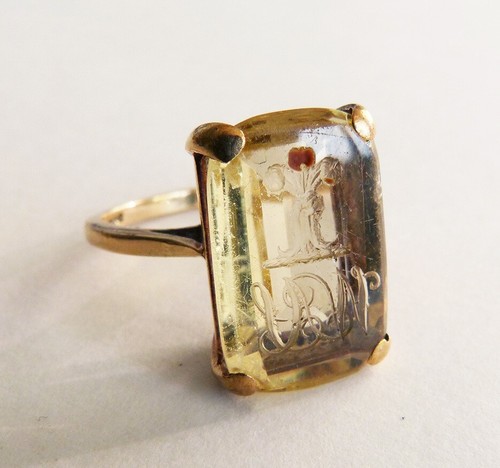 Bague citrine intaille - citrine,
