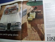 1958 Ford EDSEL Citation convertible large-mag 2-pg car ad -"you're going places