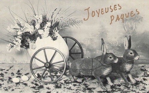 Paques attelage lapins - cp,