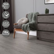 2,23 m² Planche dalle de sol PVC vinyle autocollante plancher gris aspect chêne