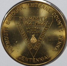 1966 Plymouth Borough Luzerne County PA Centennial Souvenir Half 50 Cents Token
