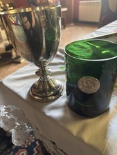 Étains Du Manoir Vintage 6 Verres Eau Cristal De Sèvres  Vert