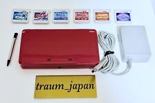 Nintendo 3DS Red Console & Pokemon X Y Sun Moon Omega Ruby Alpha Sapphire 6 set