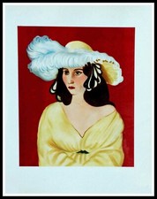 Henri MATISSE : Portrait chapeau plumes blanches , lithographie signée 1954