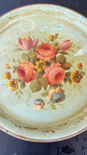 Ancien plateau tole peint - ,