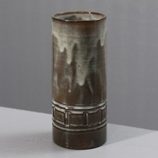 Marius & Huguette Bessone Vallauris France Geometric Decor Roll Vase