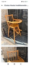 chaise haute bébé de marque en bois très bon etat