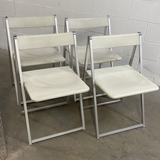 4 VERY COOL & SLEEK MCM INTERLUBKE WHITE PLASTIC & ALUMNIUM FOLDING CHAIRS