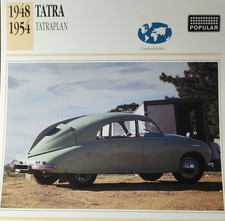 Tatra Tatraplan Car Picture Info Detail Collector Card Original Vintage NOS