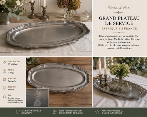 Plat service étain - plat, en