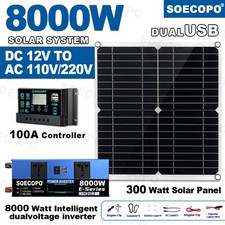 Kit Solaire Complet 8000w 110v Onduleur 300W Panneau Solaire Maison 100A...