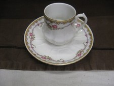 Stunning Antique Rose Frieze Godron Shape Porcelain Mug 1900