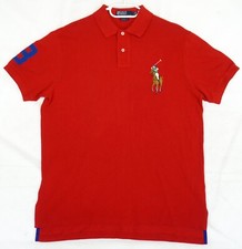 Polo vintage Ralph Lauren rouge coton piqué coupe personnalisée taille L