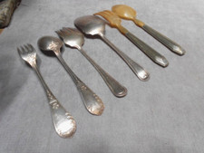 3 sets SERVICES de TABLE à SALADE Vintage métal argenté : 6 couverts