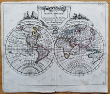 Worldmap Mappemonde - Original Map by Laporte - 1781