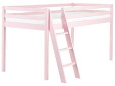 Lit Simple Enfant Mi-Hauteur en Bois de Pin 90 x 200 cm avec Sommier à Lattes Ro