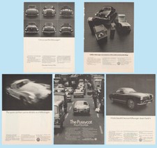 Five Vintage ~1970 Volkswagen Karmann Ghia Black & White Magazine Advertisements