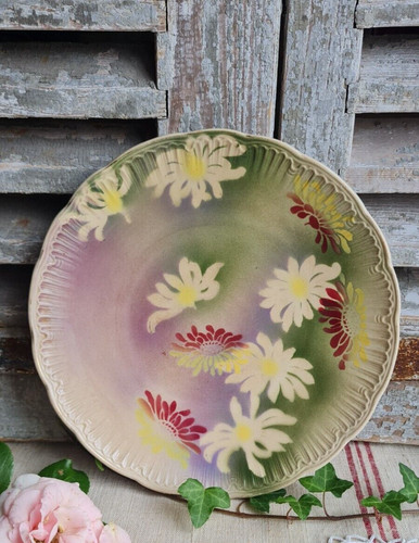 Ancienne assiette fleurs - assiette,