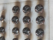 Plate lot 18 antique silver copper glass buttons 1.1 cm circa 1900