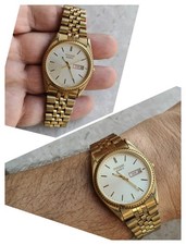 80s PULSAR PRESIDENT QUARTZ V533-8B50 VINTAGE WATCH WATCHES FULL GOLD PLATED 35mm
