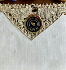 🌟 NAPPERON VINTAGE EN LIN - DENTELLE TAUPE - 44x30cm - NEUF 🌟