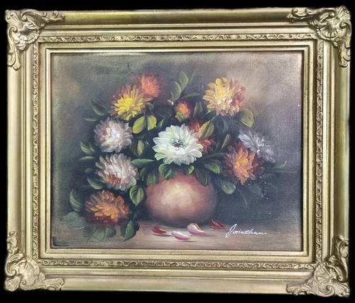 Tableau fleurs huile - sur, toile