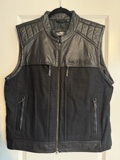 Harley-Davidson Men's Synthesis Leather Textile Vest XL Excellent Condition