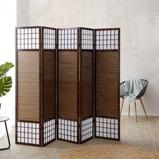 Paravent Shoji Japonais 5 Volets Bois Bambou Papier Riz Séparateur Homestyle4u